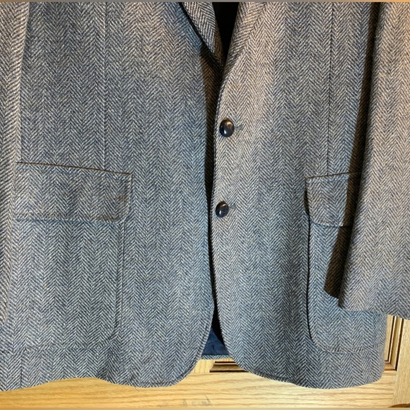 Vintage Imperial Pure Wool Grey Herringbone Tweed Sport Coat Blazer Size 42L USA - Picture 2 of 10